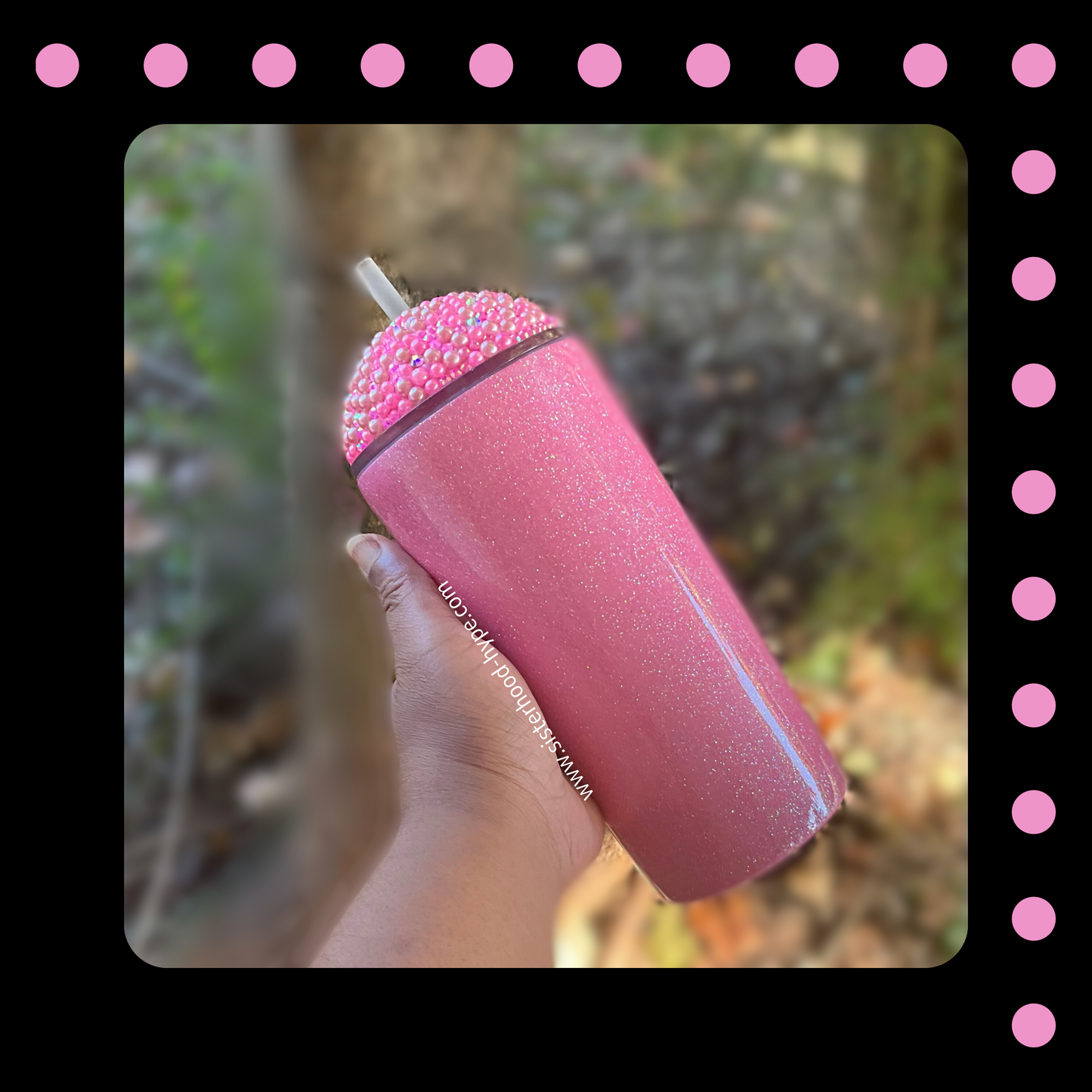 22 oz Pretty Pink 🌸 Rhinestone Dome Lid Stainless Steel Custom Coffee Tumbler