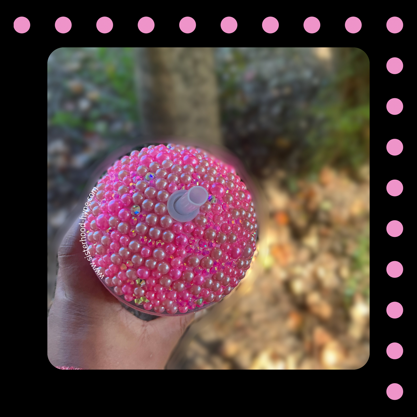 22 oz Pretty Pink 🌸 Rhinestone Dome Lid Stainless Steel Custom Coffee Tumbler